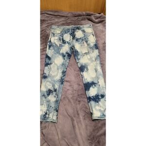 DOPE Distressed Jeans Mens 36 Short Bleach Splatter Skinny Streetwear Acid Wash